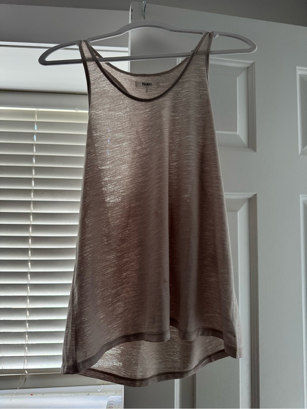 OAK + FORT Sheer Scoop Tank Top — Taupe